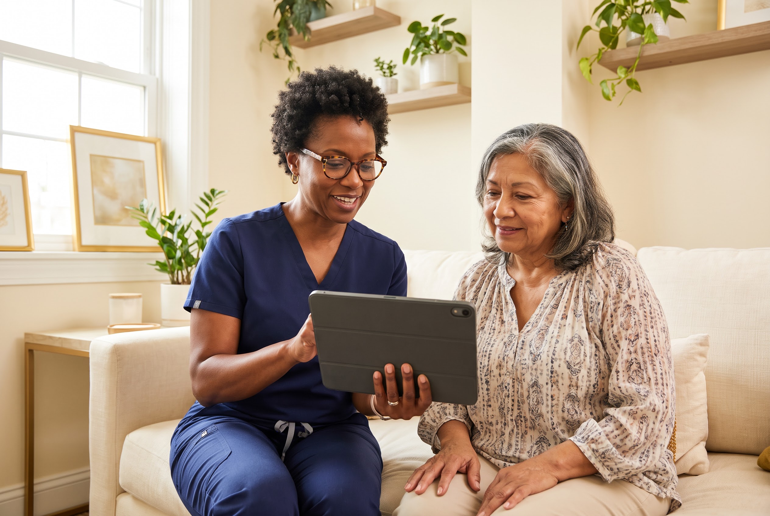 Nurse practitioner walking a patient through her personalized plan